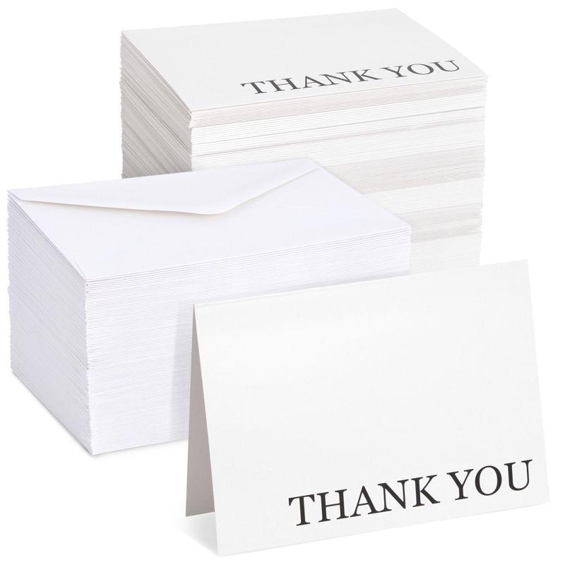 Sustainable Greetings 120 Thank You Cards Bulk with Envelopes for Weddings, Bridal Showers, Graduations, Black and White Design (5x4 In), 1 of 8