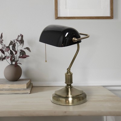 Executive Banker's Desk Lamp with Glass Shade - Simple Designs