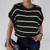 Women's Summer Short Sleeve Pullover Sweater Stripe Crew Neck Lightweight Ribbed Knit Casual Tops - 4 of 4