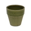 Cheung's Corseta Tapered Vertical Lined Pattern Ceramic Pot - Large - Olive Green - 3 of 4