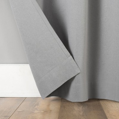 Gray Cotton Blend Tab Top Sheer Curtain Panel 40" x 63"