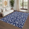 Washable Runner Rug, Modern Small Floral Pattern Area Rug with Non-Slip Backing Stain Resistant Indoor Carpet Low Pile Floor Cover - 2 of 4