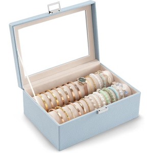 Bracelet Display Holder with Rods for Bangles Watches, Clear Lid Jewelry Organizer Box - 1 of 4