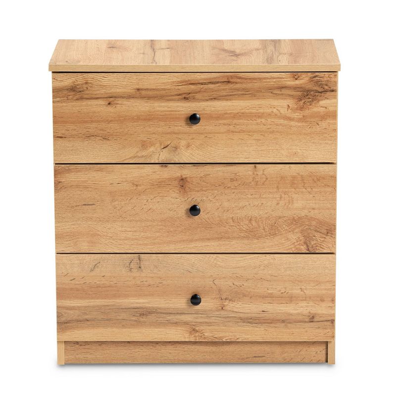 Decon Wood 3 Drawer Storage Chest Oak Brown - Baxton Studio, 3 of 8