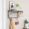 Wall Mounted Coat Rack with Shelf, 5-Hook Entryway Organizer with Hanging Rail, 33 lb Shelf Capacity for Bathroom Laundry Room, Rustic Brown & Black - 4 of 4