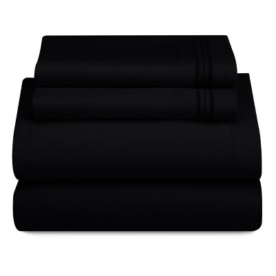 Microfiber Sheets Set 4 Piece Solid Sheet Set Deep Pocket Bed Sheets Plain Bedding with Pillowcases  - Lux Decor Collection