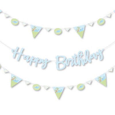 Big Dot of Happiness Baby Boy Dinosaur - Birthday Party Letter Banner Decoration - 36 Banner Cutouts and Happy Birthday Banner Letters