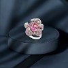 Slickblue Rose CZ Brass Ring with Rhodium Finish - Pave Round Solitaire Design, Women's Jewelry, Size 5-10 - 2 of 3