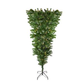 Northlight 6.5' Pre-Lit Upside Down Spruce Artificial Christmas Tree - Warm White LED Lights