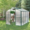 Gulches 6x8FT Walk in Polycarbonate Greenhouse Heavy Duty UV Resistant Sliding Door Adjustable Window Backyard Outdoor Garden - 2 of 4