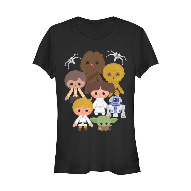 Juniors Womens Star Wars Cute Cartoon Rebels T-Shirt, 1 of 4
