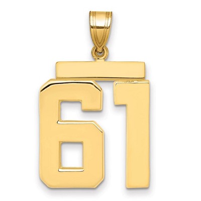 Black Bow Jewelry 14k Yellow Gold, Athletic Collection, Large Polished Number 61 Pendant