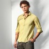 Campus Sutra Men Men's Naples Yellow Self-Design Striped Shirt - 3 of 4