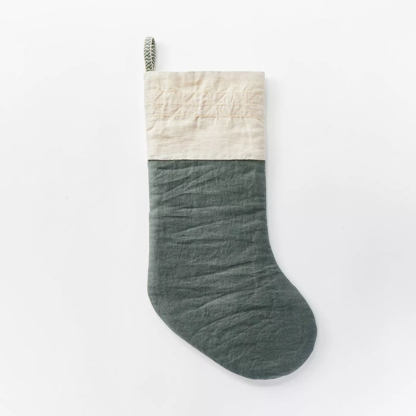 21" x 8" Christmas Woven Snowflake Stocking Green - Threshold™ designed with Studio McGee - image 1 of 6