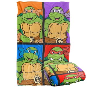 Kids' Teenage Mutant Ninja Turtles Turtle Tiles Silky Touch Blanket White 36X58 - 1 of 4