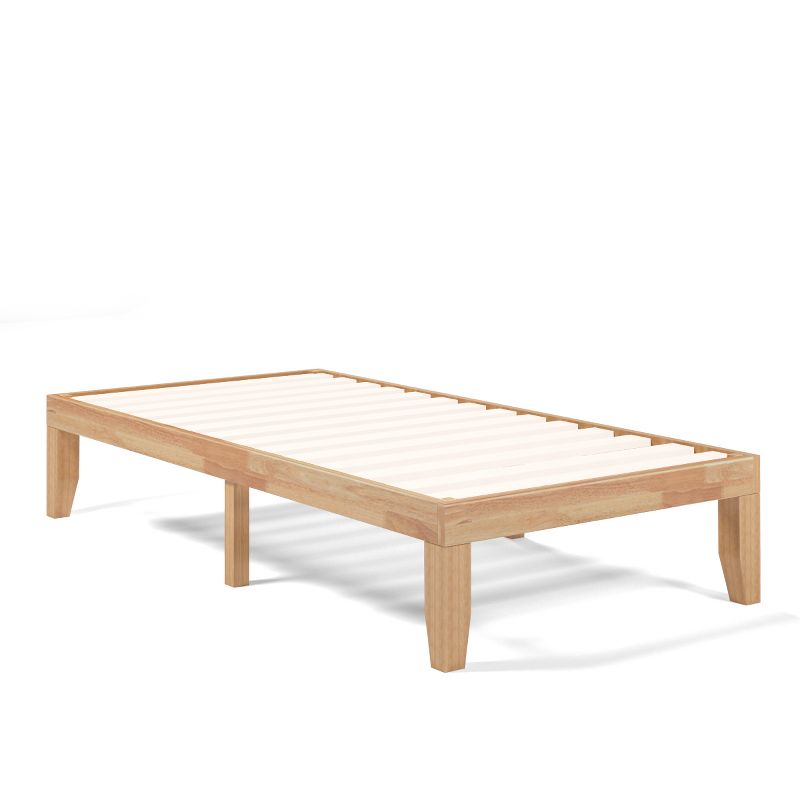 Costway Twin Size 14'' Wooden Bed Frame Mattress Platform Wood Slats Support EspressoNatural, 1 of 11