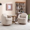 Oversized Swivel Barrel Chair, Linen Accent Armchair with Solid Wood Base for Living Room – Maison Boucle - 3 of 4