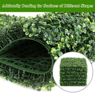 20'' Green Artificial Boxwood Hedge Panels for Outdoor Privacy