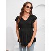 Coolmee Womens Maternity Summer Ruffle Short Sleeve Tops Shirts Casual V Neck High Waist Pregnancy Tunic Blouse - 3 of 4