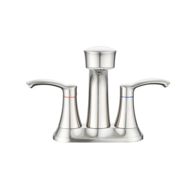 LunaLulink Brushed Nickel Bathroom Faucet with Pull Out Sprayer, 2 Handle 4 Inch Faucet Utility Sink Faucet