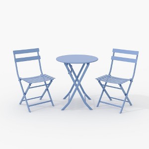 Bistro Table and Chairs Set, 3 Piece Foldable Patio Furniture Set, Outdoor & Indoor Bistro Set for Patio Balcony Porch Poolside, 2 Chairs and 1 Table - 1 of 4