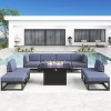 LayinSun 9-Piece Large Outdoor Modular L-Shaped Sectional Set with Propane Fire Pit Table - 2 of 4
