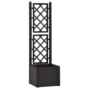 vidaXL Garden Raised Bed with Trellis, Self Watering with Water Level Indicator, Anthracite, PP - 1 of 4