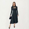 Anna-Kaci Women's Long Sleeve Ribbed Knit Midi Dress with Cutout Neckline Detail - 2 of 4