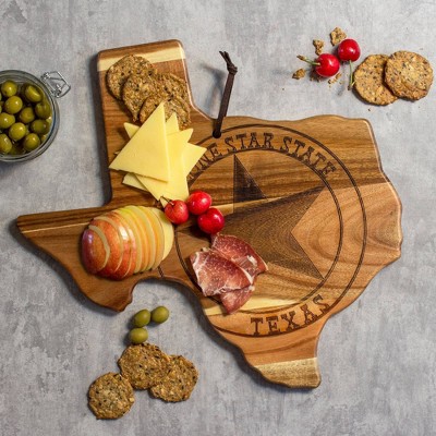 Texas State Shaped Acacia Wood Cutting Board and Charcuterie Tray