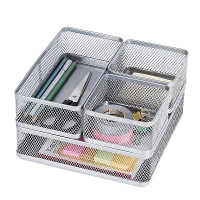 ROSROSE Desk Drawer Organizer Tray, Metal Mesh Drawer Organizer