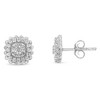 Haus of Brilliance Silver 1/2 Cttw Round-Cut Diamond Halo Cluster Stud Earring - 2 of 4