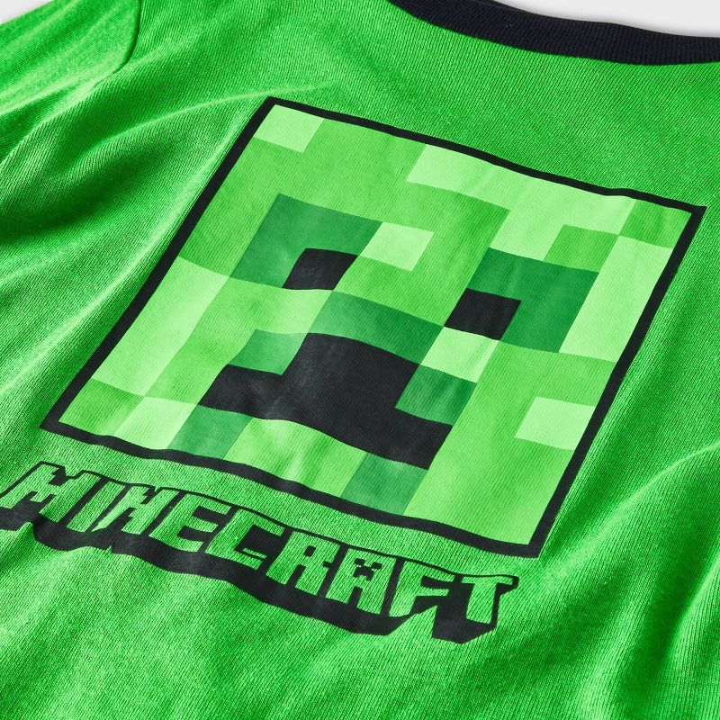 Boys' Minecraft 4pc Pajama Set - Green/Black, 3 of 4
