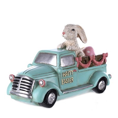 Melrose Easter Bunny in Car Figurine 9.5"L