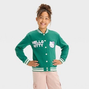 Girls' Hello Kitty Varsity Jacket - Green - 1 of 4