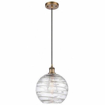 Athens Deco Swirl - 1 Light Cord Hung Mini Pendant In Industrial Style-13 Inches Tall and 10 Inches Wide