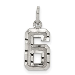 Black Bow Jewelry Sterling Silver, Varsity Collection, Small D/C Pendant, Number 6 - 1 of 4