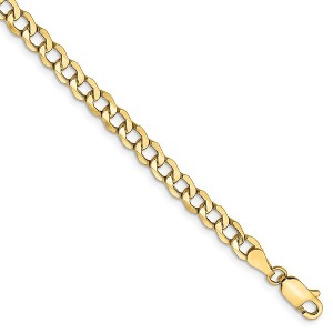 Black Bow Jewelry 4.3mm, 14k Yellow Gold, Hollow Curb Link Chain Bracelet - 1 of 4