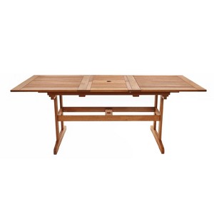 LuxenHome Carmel Solid Wood Extendable Outdoor Dining Table Brown - 1 of 4