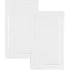 Hawmam Linen Bath Mats, Pack of 2-100% Ring Spun Cotton, Banded Design, Highly Absorbent, Machine Washable for Bathroom Floor Towel - 1 of 4