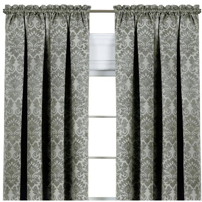 Sage Polyester Blackout Damask Rod Pocket Curtain Panels