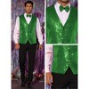 INSPIRE CHIC Men's V-Neck Disco Party Shiny Sequins Waistcoat with Bowtie - 4 of 4