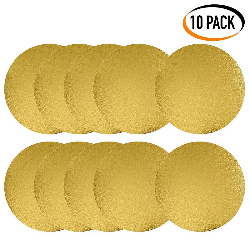 O'Creme Gold Wraparound Cake Pastry Round Drum Board 1/4 Inch Thick, 16 Inch Diameter - Pack of 10, 5 of 7