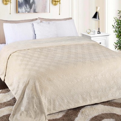 Diamond Flannel Embossed Fleece Blanket by Blue Nile Mills