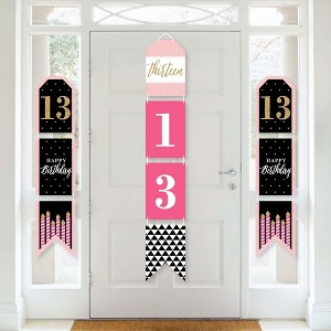 Big Dot of Happiness Chic 13th Birthday - Pink, Black & Gold - Hanging Vertical Paper Door Banners - Birthday Party Wall Decor Kit- Indoor Door Decor - 1 of 4