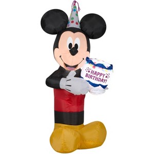 Gemmy Airblown Inflatable Birthday Party Mickey Mouse with Cake, 3.5 ft Tall, Black - 1 of 4