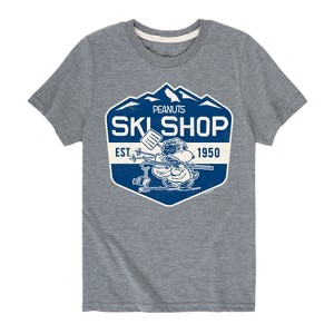 Boys' - Peanuts - Snoopy and Woodstock Ski Shop Short Sleeve Graphic T-Shirt - 1 of 4