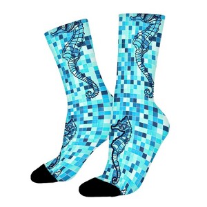 Morden Seahorse Women Printed Crew Socks Funny Funky Socks Soft Polyester Novelty Gifts for Artists Men - 1 of 1