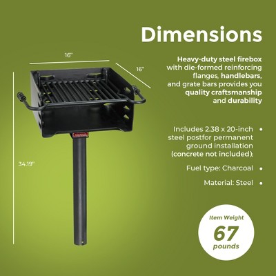 Pilot Rock Black Heavy Duty Steel Park Style Charcoal Grill