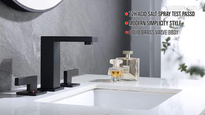 Sumerain Widespread Matte Black Bathroom Sink Faucet 8 Inch 3 Hole Lavatory Faucet Vanity Faucet, 2 of 13, play video
