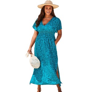 Swimsuits for All Women's Pack N' Go Wrinkle-Resistant Maxi Cover Up Dress (Plus Sizes Available) - 1 of 4